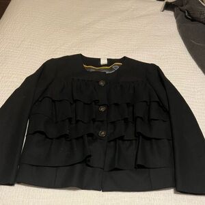 J. Crew Black Ruffled Blazer